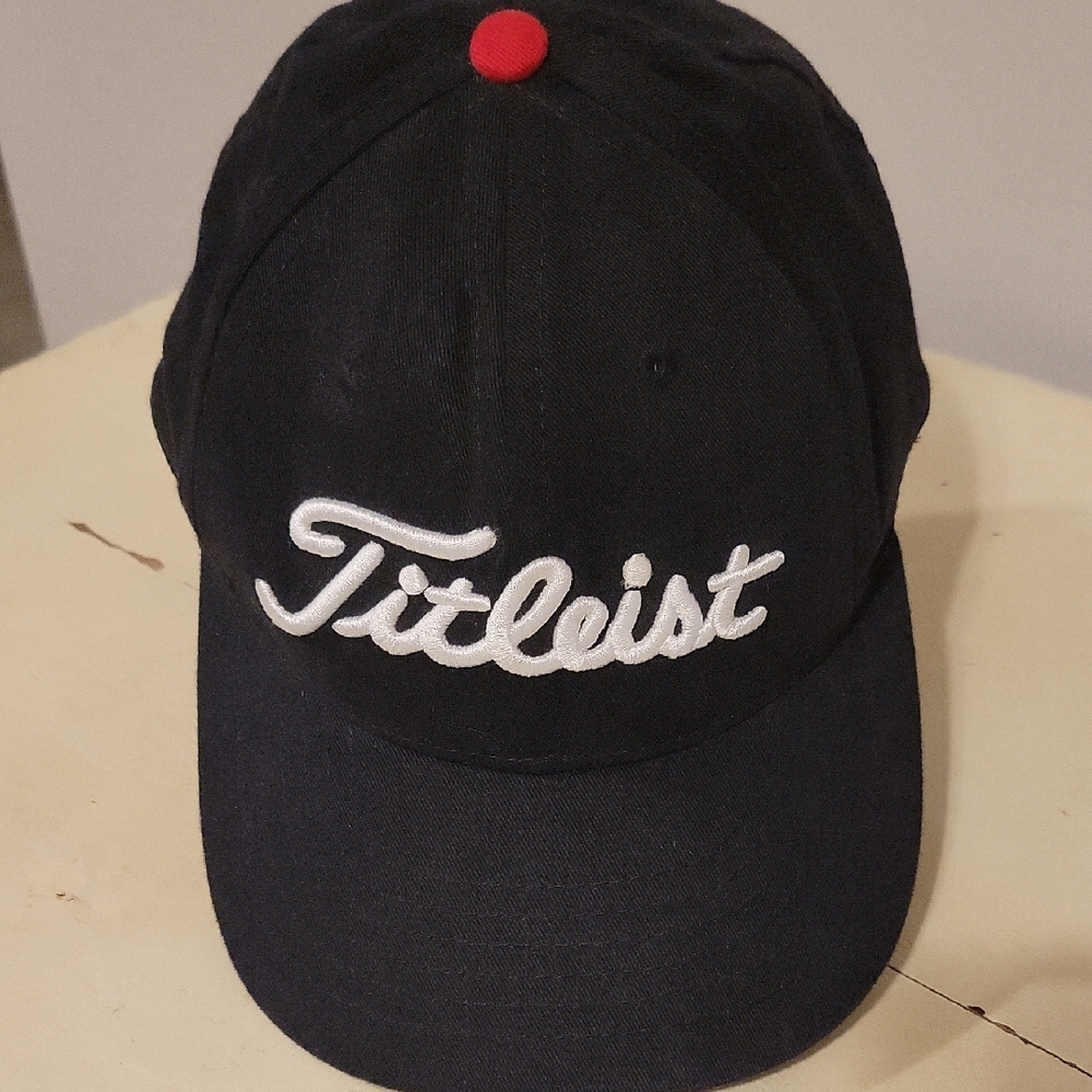 Titleist Titanium Black Hat with Red Button Detail